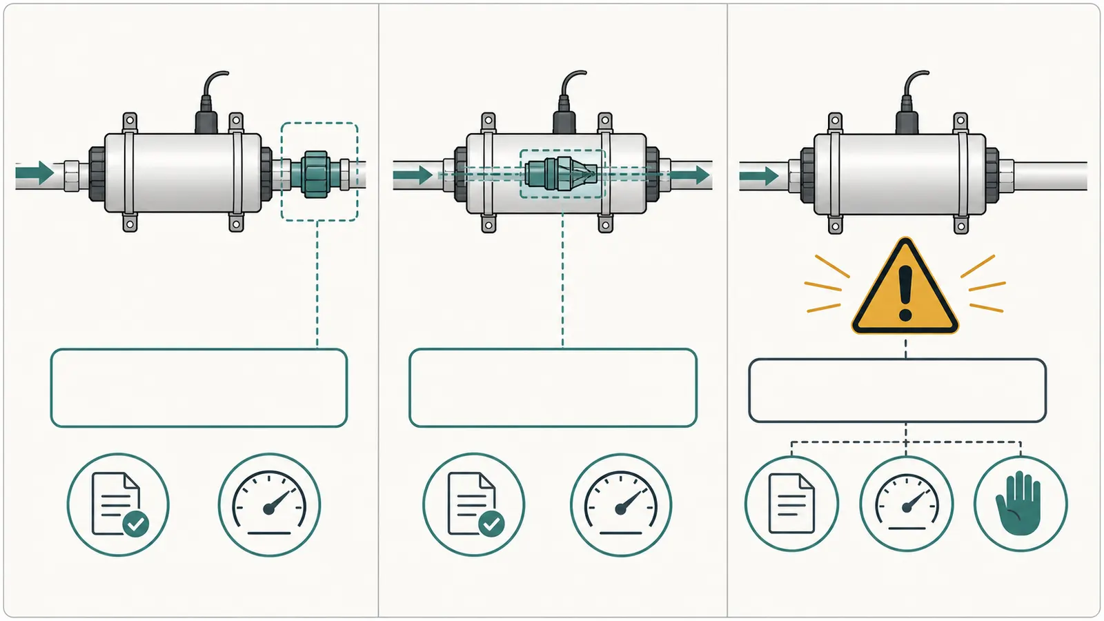 Comparison of an external outlet restrictor, an integrated flow-control design, and an unknown configuration.