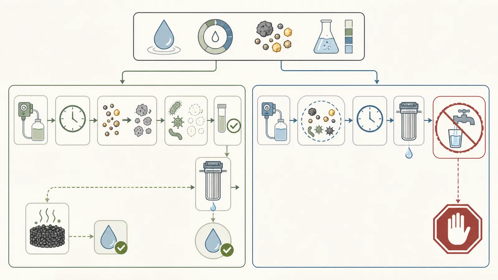 Side-by-side comparison of chlorine and hydrogen peroxide treatment roles