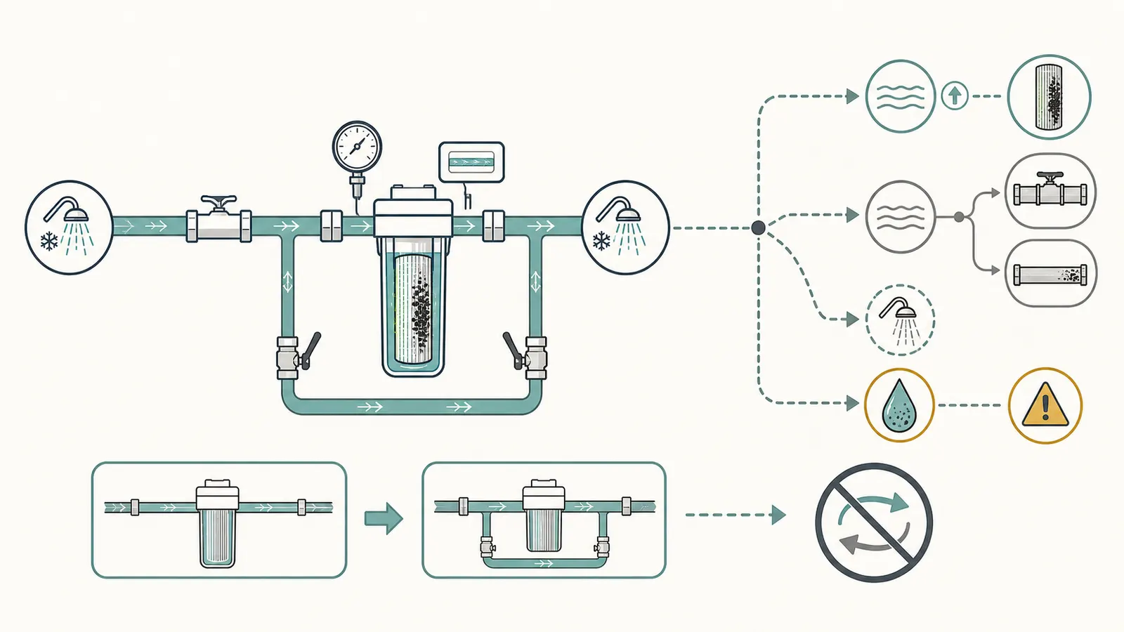 Decision map for interpreting labeled FILTER, BYPASS, and OFF behavior