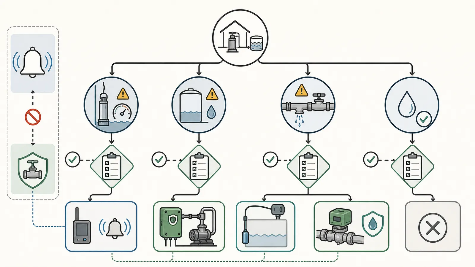 Decision map for choosing a UV alarm, shutoff, or both