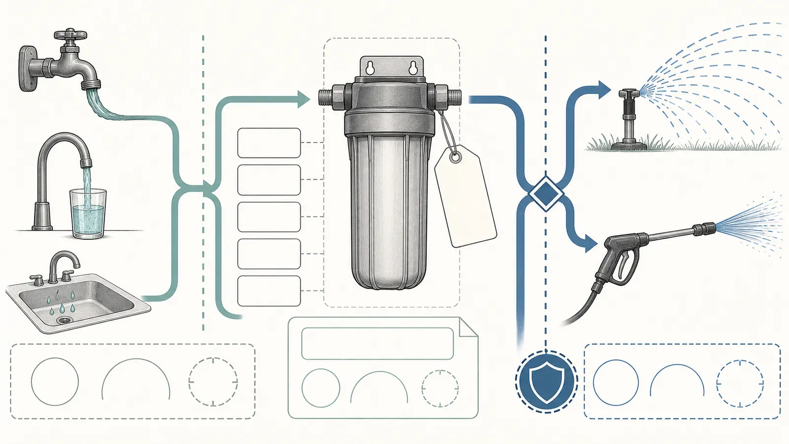 Comparison of low-demand filtered use with high-demand irrigation and pressure washing