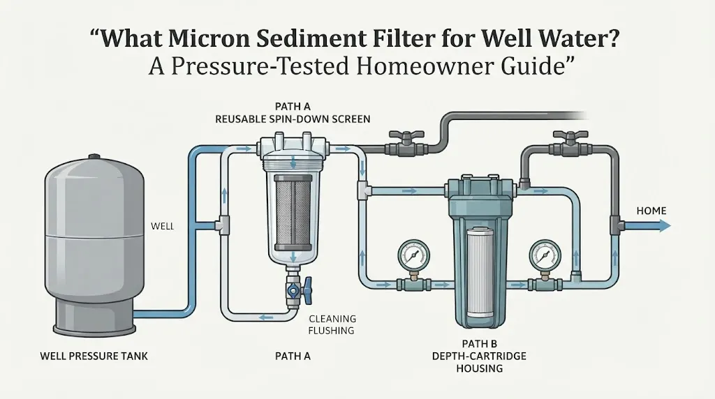 Comparison of a reusable spin-down screen and a depth-cartridge housing on a well-water line