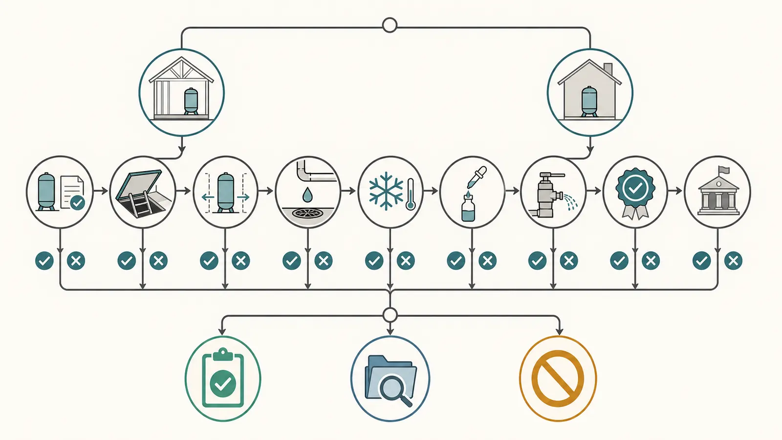 Decision map separating new construction from an existing crawl-space tank