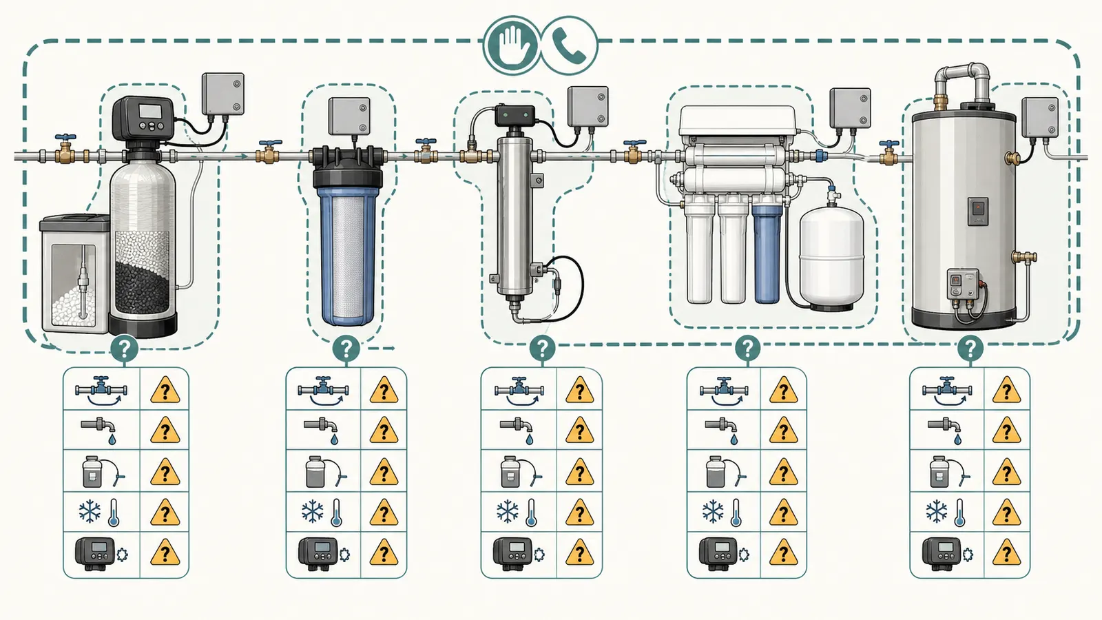 Comparison of treatment equipment and water-heater dependencies that change a vacation shutdown