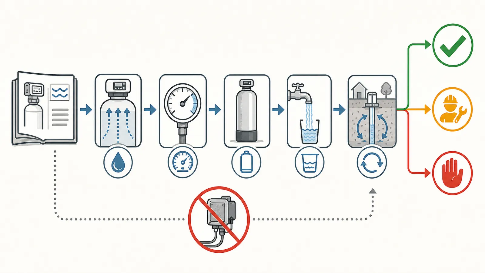 Decision map for comparing measured pump output with valve backwash flow