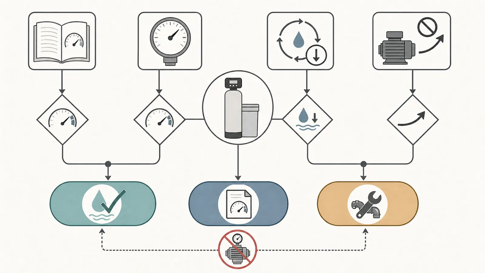 Decision map ending in no regulator indicated, unit regulator required, or professional diagnosis