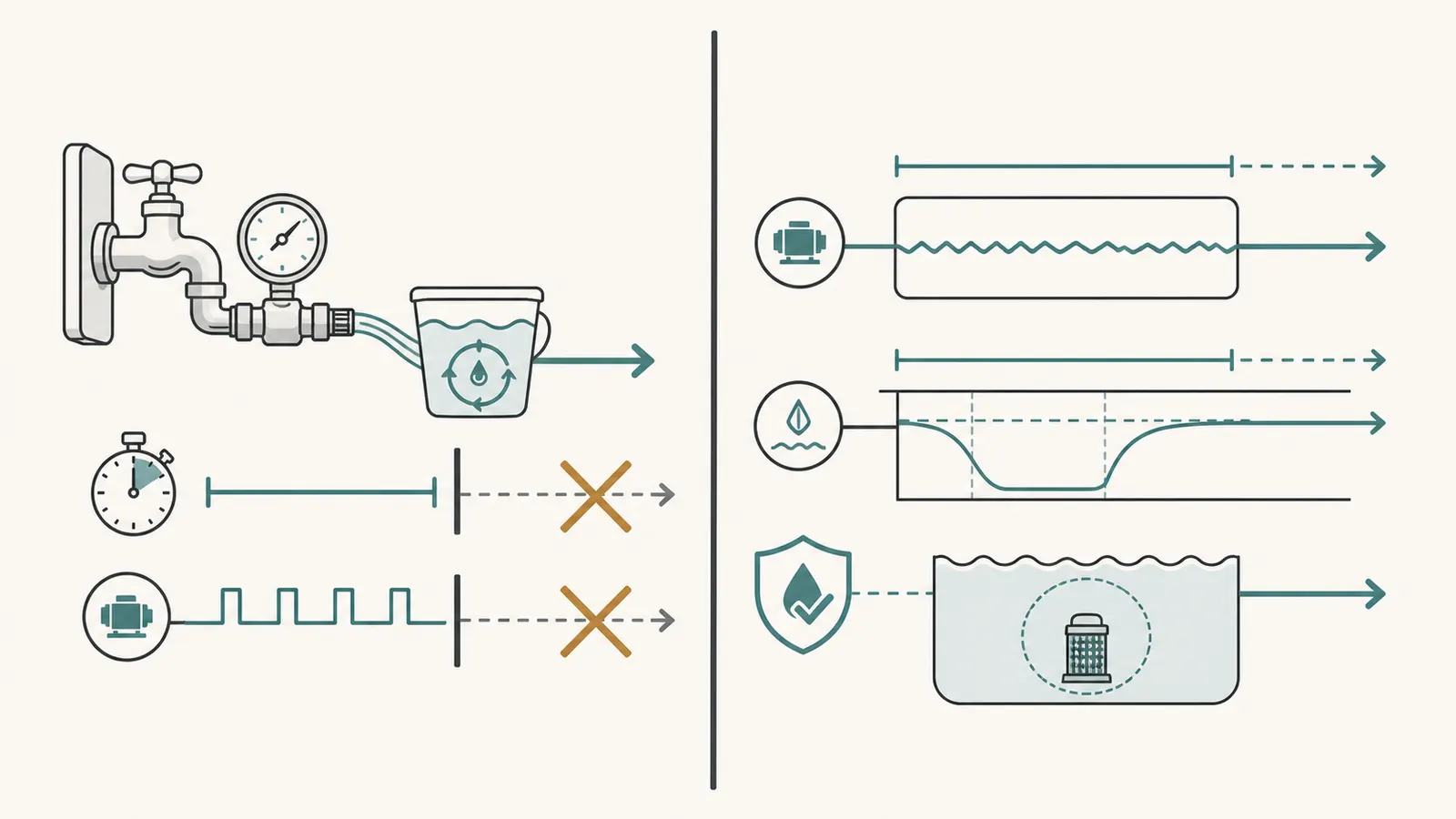 Comparison of a short delivered-flow test with a professional sustained well-yield and recovery test