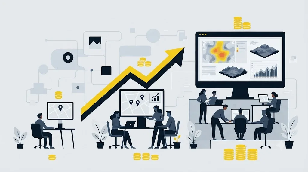 Ilustrație cu trei niveluri de preț pentru servicii de optimizare pentru motoare AI