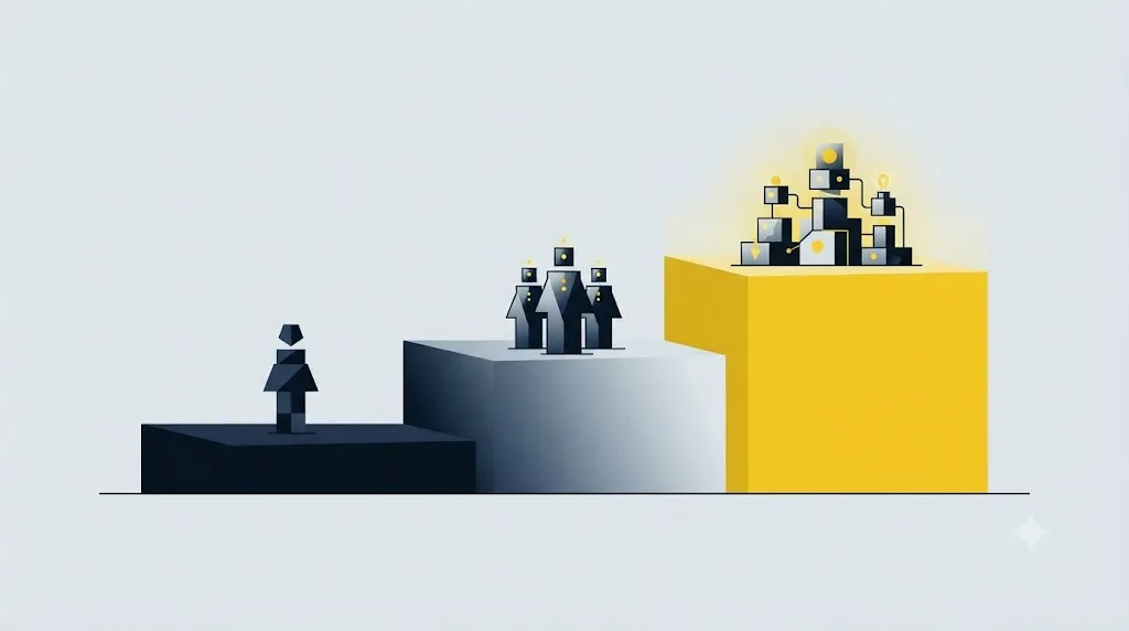 Ilustrație cu trei niveluri de preț pentru servicii de optimizare pentru AI, de la freelancer la agenție specializată