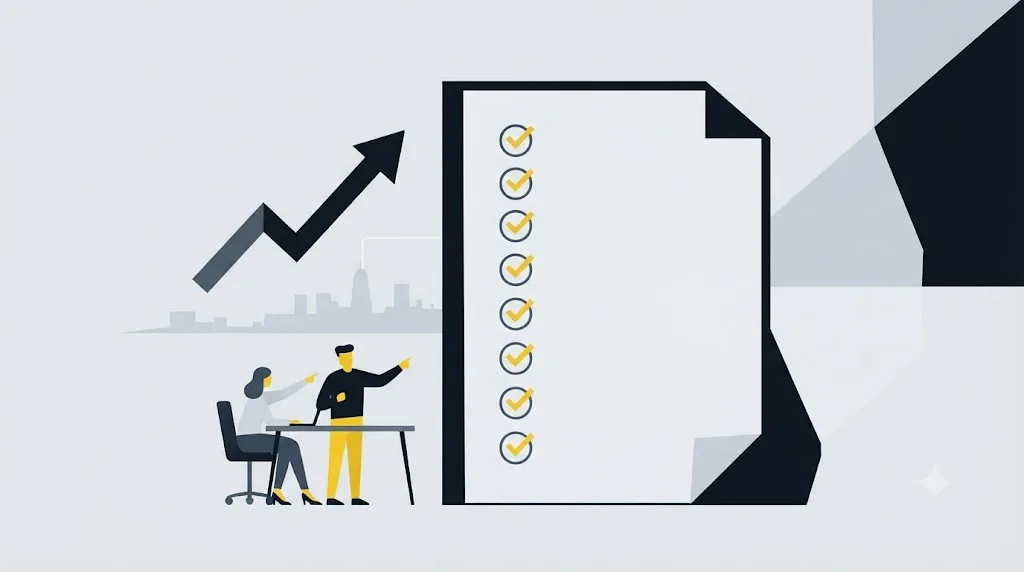Ilustrație cu o listă de verificare pentru a recunoaște o agenție SEO serioasă din Iași