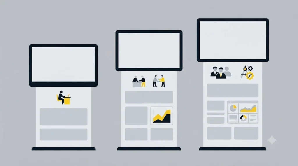 Ilustrație cu trei niveluri de preț pentru servicii SEO, de la freelancer la firmă specializată