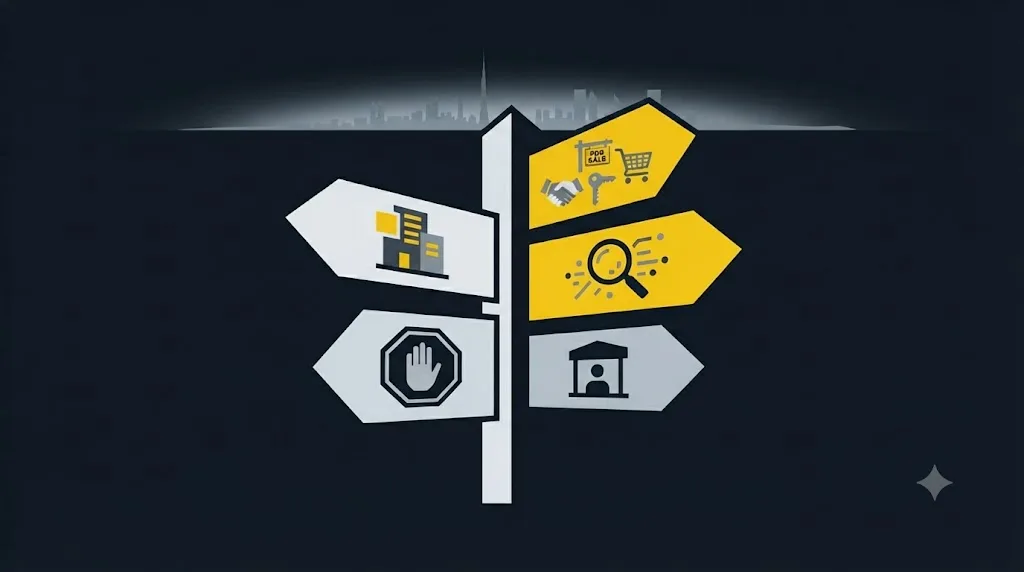 Illustration of a signpost with four paths labelled combined agency, SEO only, in-house and do nothing