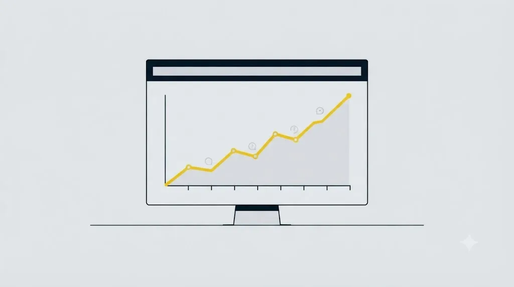 Illustration of a dashboard tracking a brand's mention share in ChatGPT answers over several months