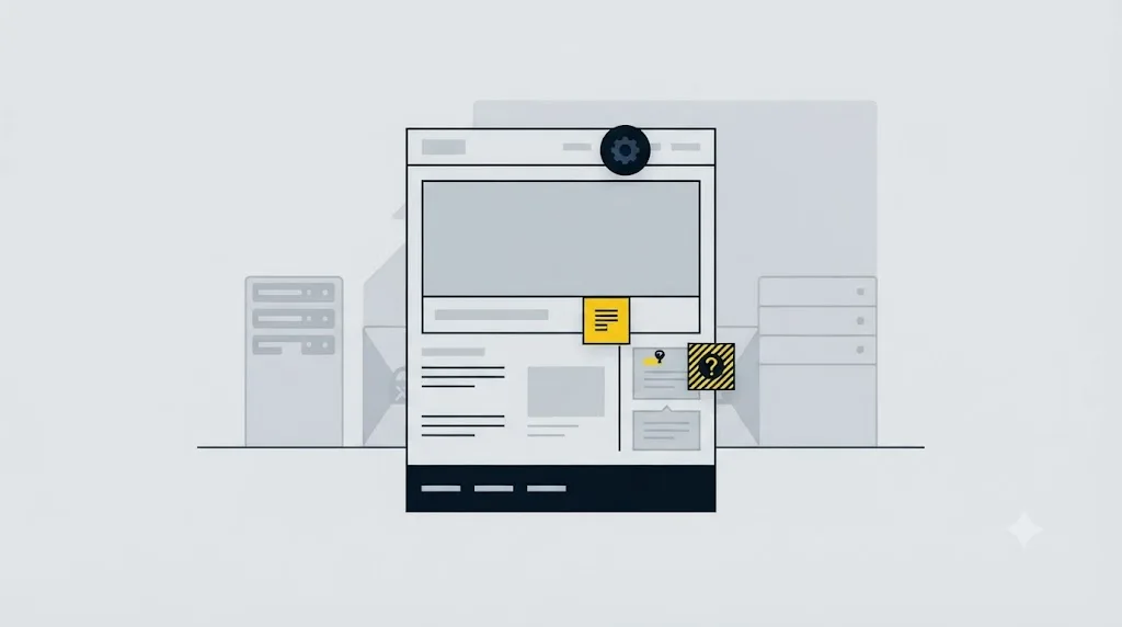 Illustration of a webpage with ordinary schema markup labels, shown as routine technical hygiene rather than a special AI trick