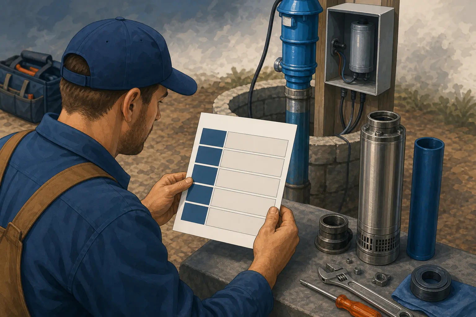 Illustration of a loaded billable labor worksheet for a well pump company