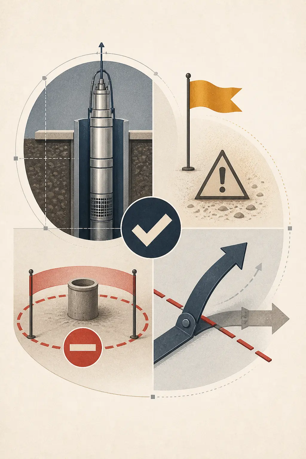 Illustration of a pump repair quote with a not-to-exceed authorization and risk flags