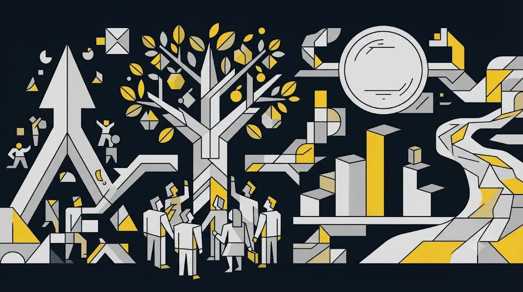 Illustration af et advarselssymbol over en hjemmeside med markerede fejl