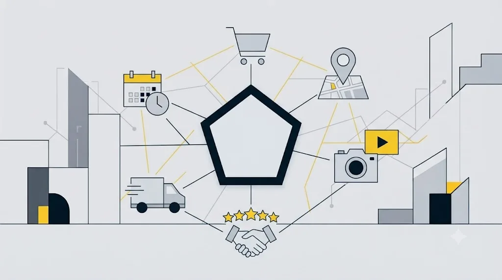 Illustratie van lokale platforms relevant voor SEO in Utrecht, verbonden met een bedrijfsprofiel