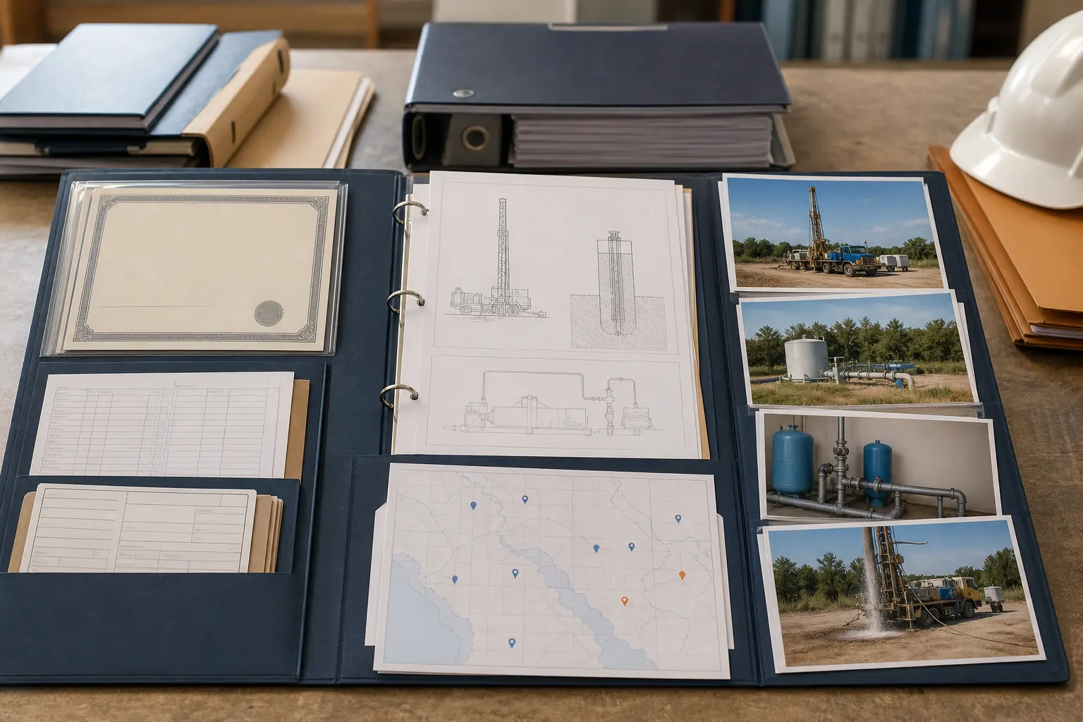 Illustration of a well contractor evidence folder used for prequalification
