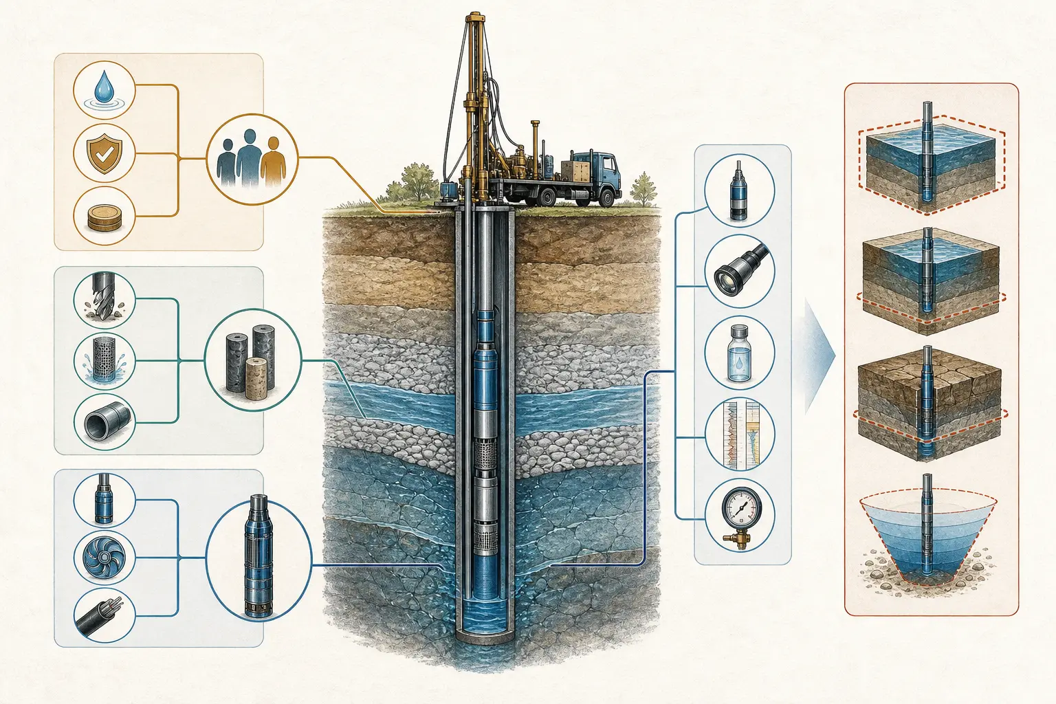 Illustration of a send-ready prequalification checklist for a water well contractor