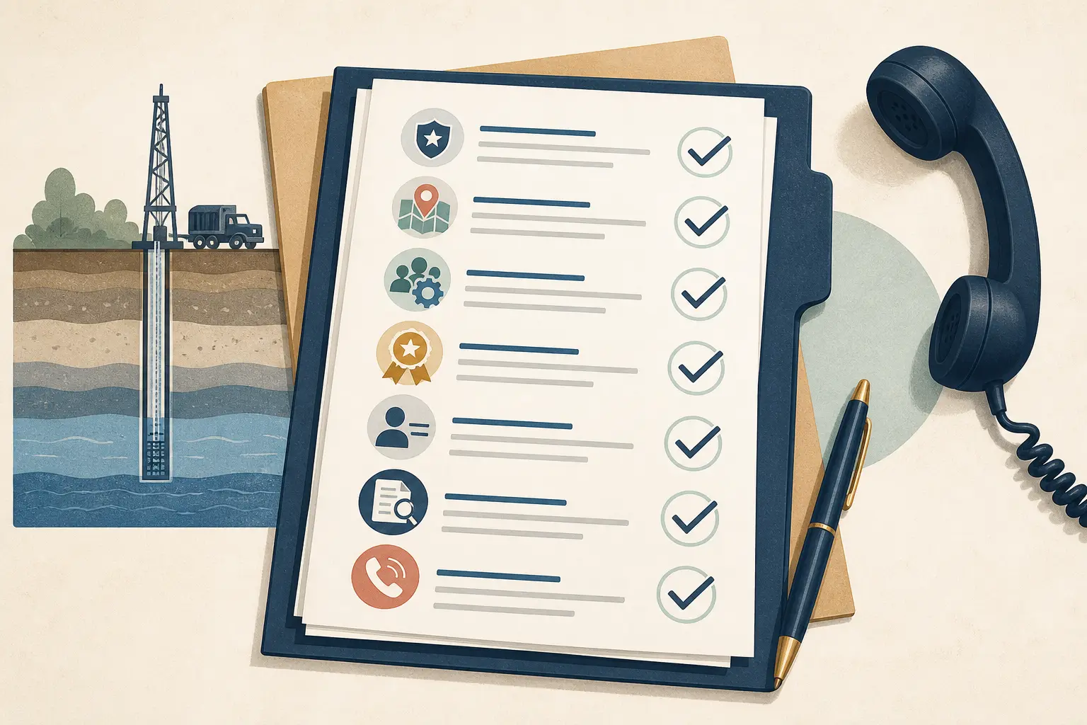 Illustration of a water well drilling contractor compliance and licensing section
