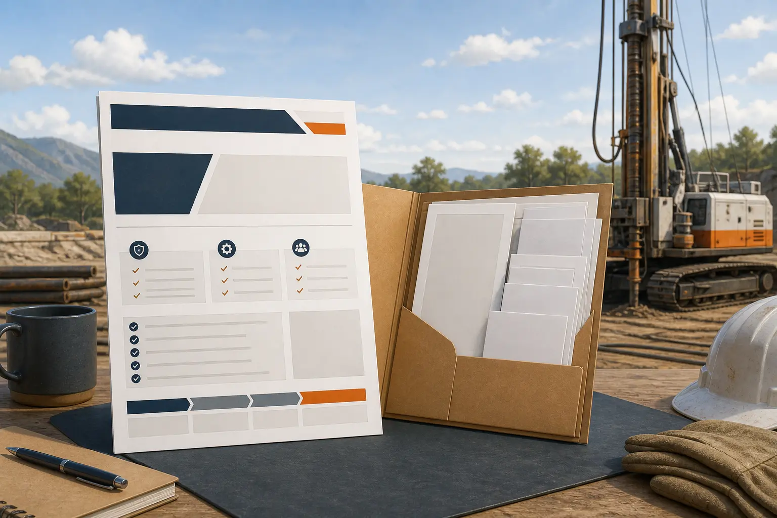 Illustration of a final capability statement pre-send audit for a water well drilling company