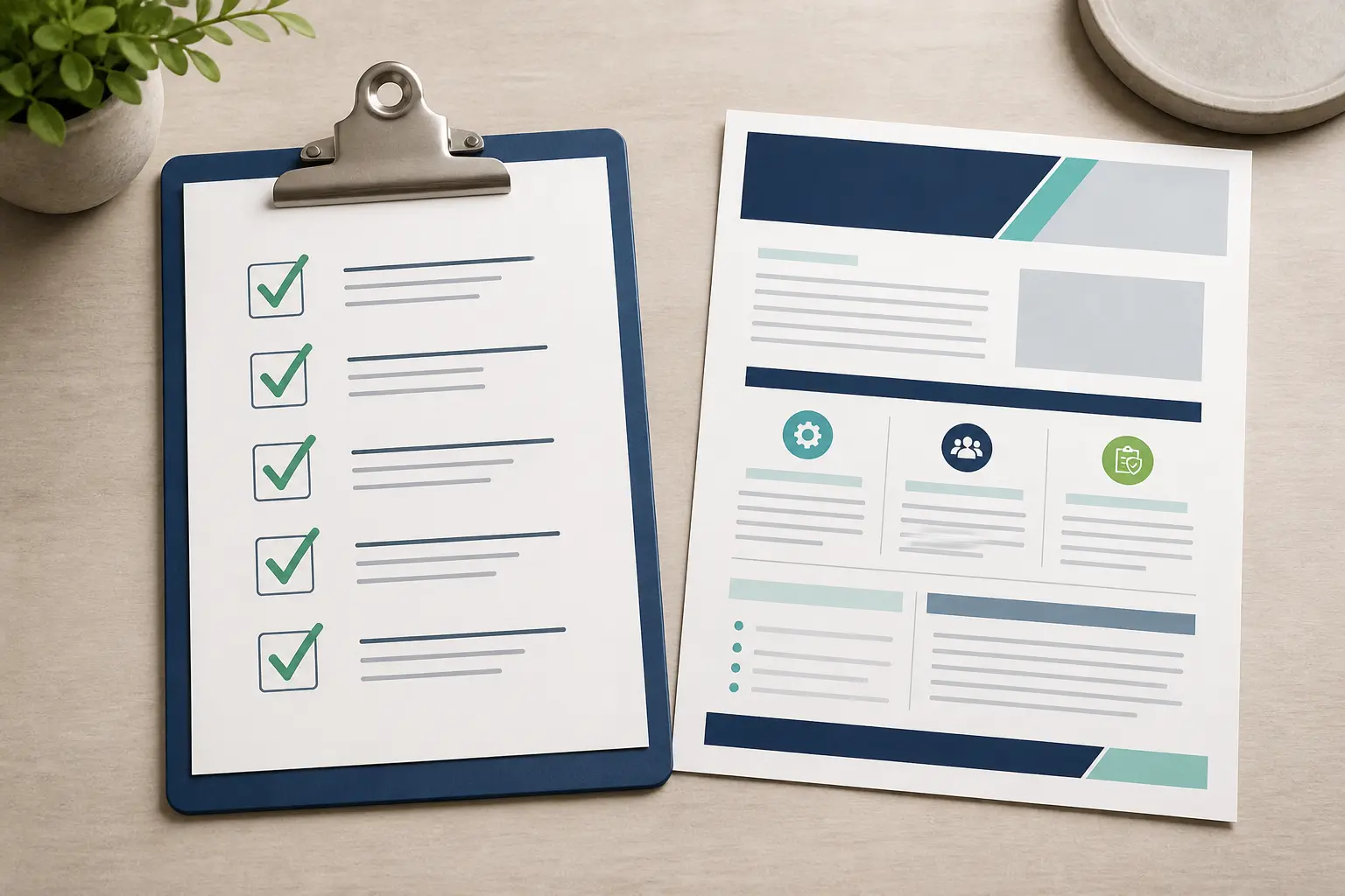 Illustration of a capability statement connecting to a well contractor website and booked-job flow