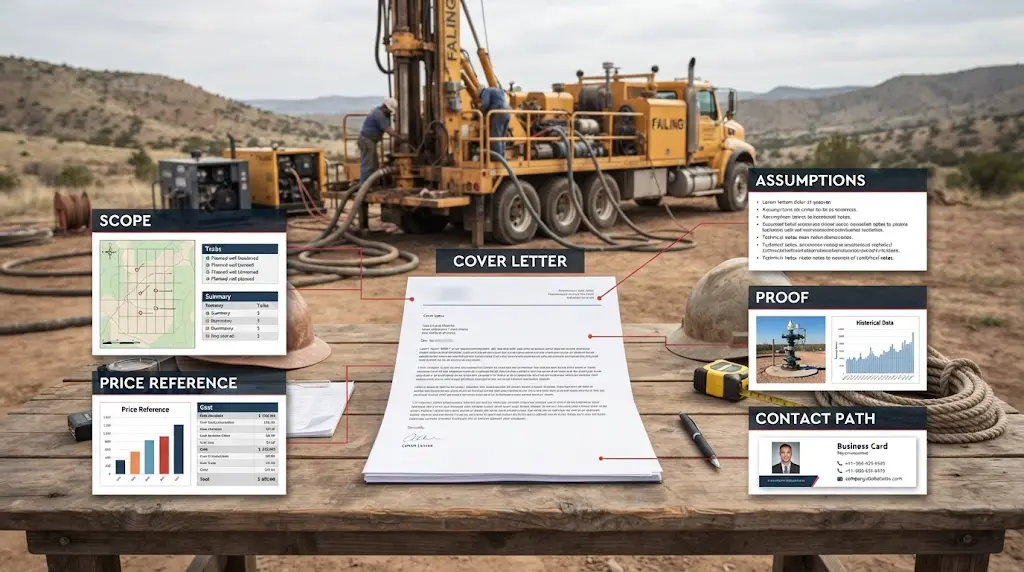 Illustration of a well contractor proposal package anatomy