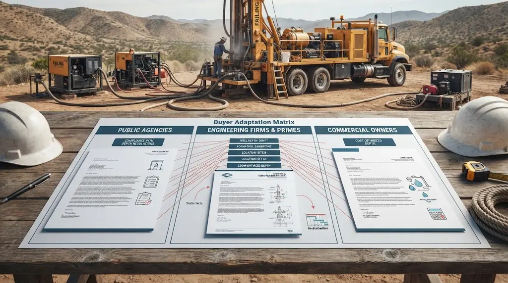 Illustration of three tailored well contractor proposal cover letters for different buyers