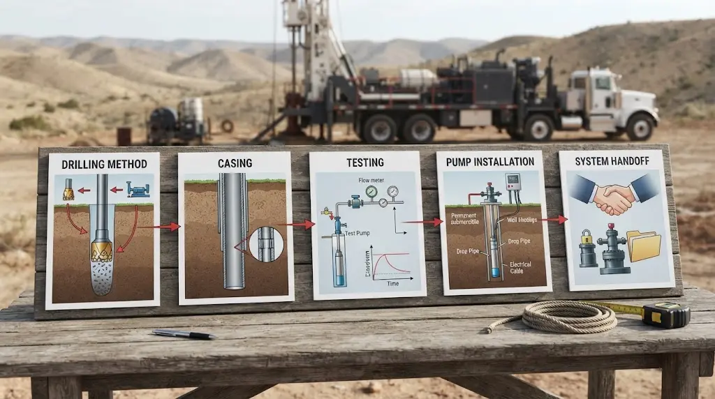 Illustration of proposed scope for a well drilling and pump contractor