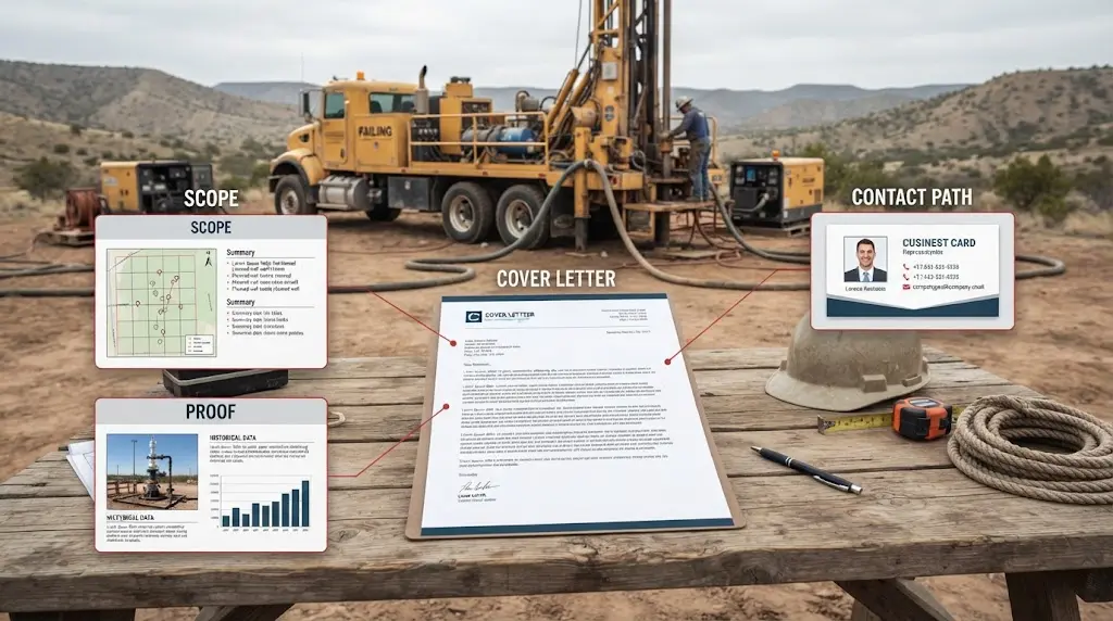 Illustration of a scan-friendly well contractor proposal package layout