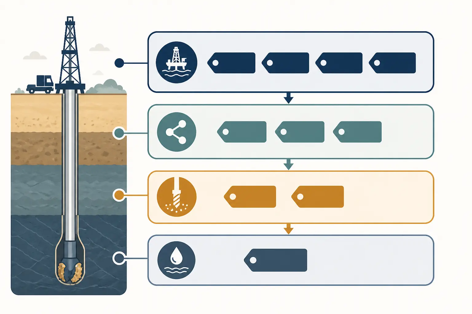 Illustration of safe and dangerous negative keyword themes for well drilling Google Ads